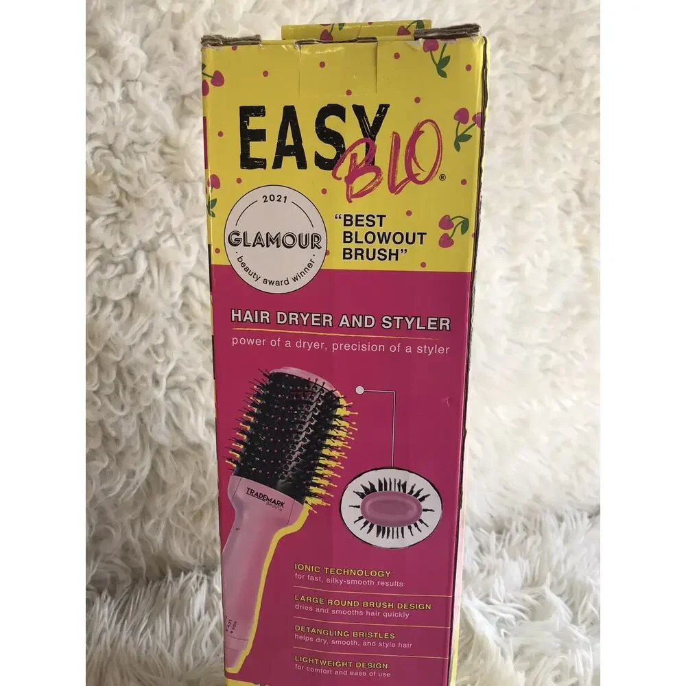 Trademark Beauty Easy Blo Brush Dryer 2in Ionic 1200W 3 Heat/3 Speed Pink